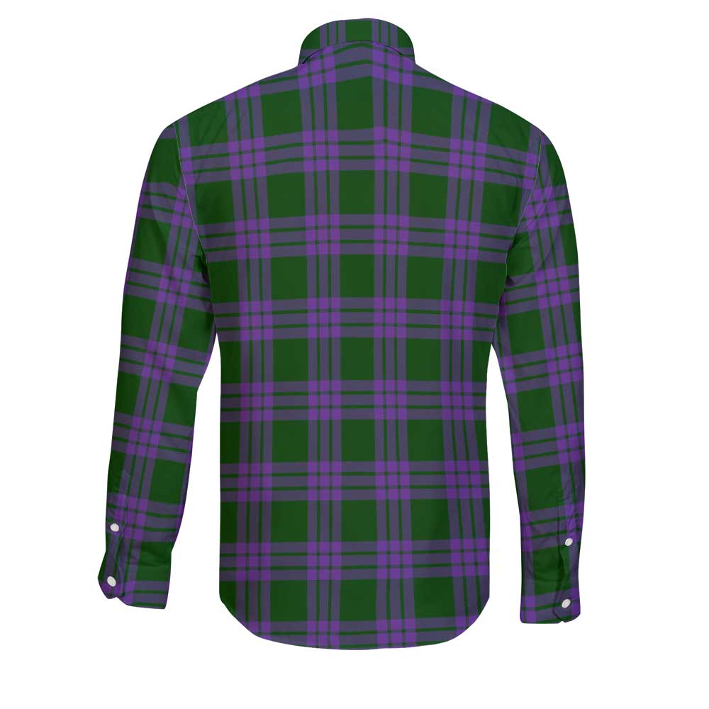 Clan Elphinstone Tartan Long Sleeve Button Shirt Crest And Plaid Basic Style