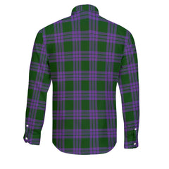 Clan Elphinstone Tartan Long Sleeve Button Shirt Crest And Plaid Basic Style