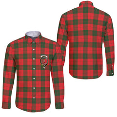 Clan Erskine Tartan Long Sleeve Button Shirt Crest And Plaid Basic Style