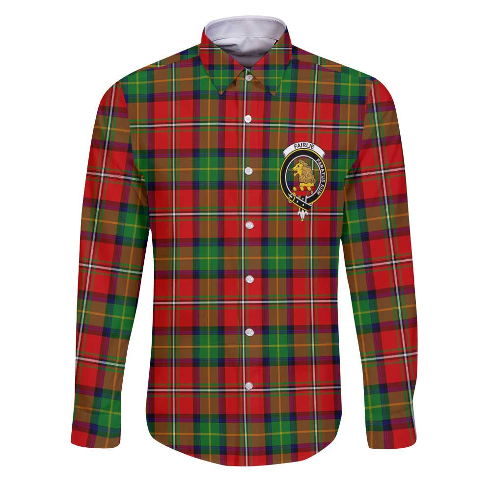 Clan Fairlie Tartan Long Sleeve Button Shirt Crest And Plaid Basic Style