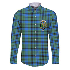 Clan Falconer Tartan Long Sleeve Button Shirt Crest And Plaid Basic Style
