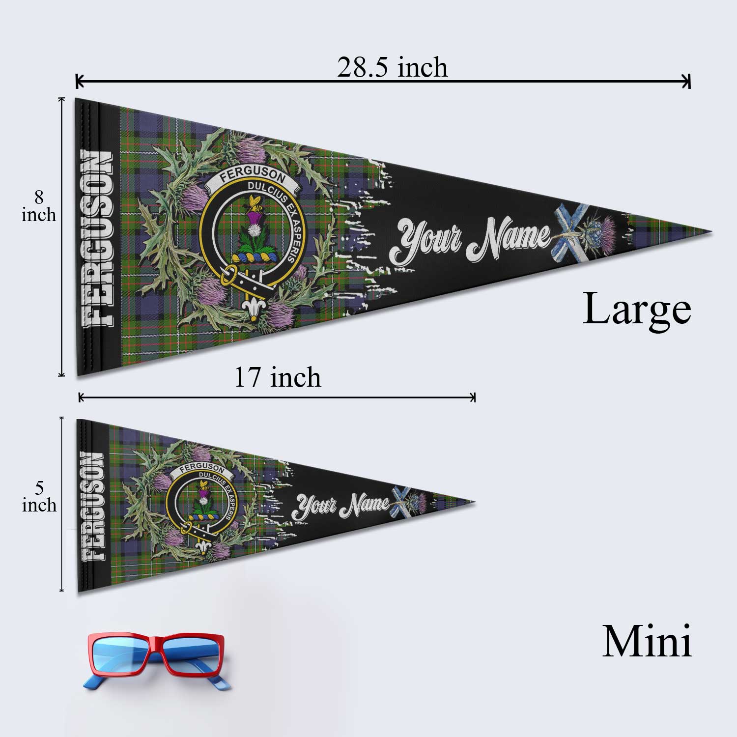 Clan Ferguson Tartan Felt Pennant Crest And Plaid Basic Style