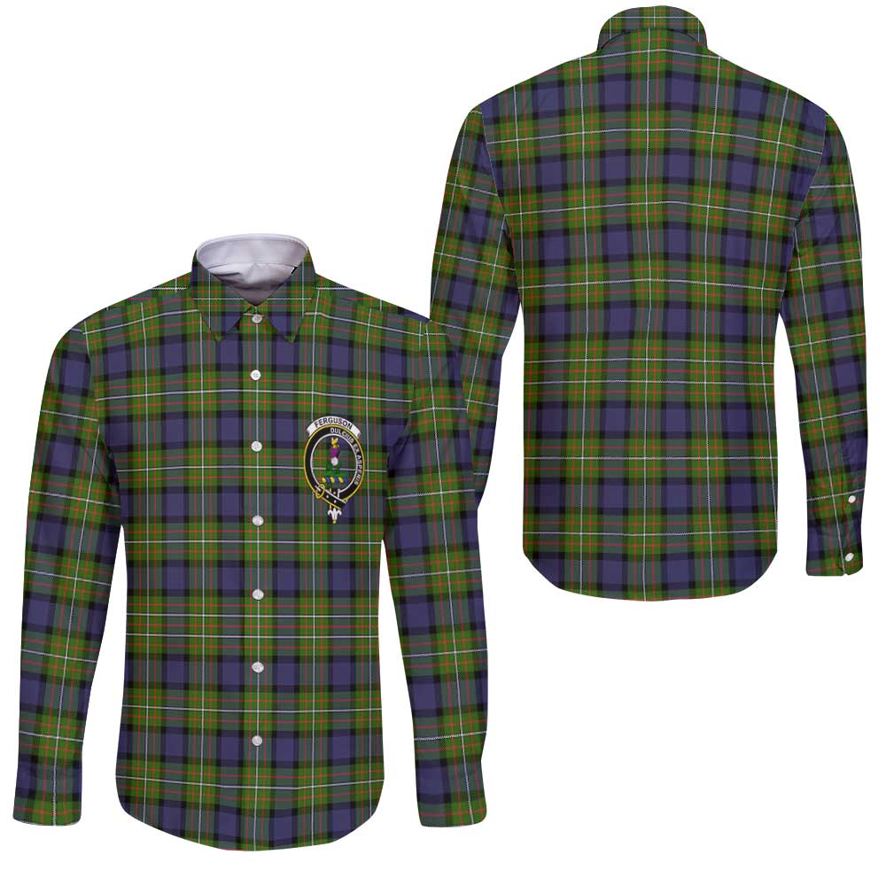 Clan Ferguson Tartan Long Sleeve Button Shirt Crest And Plaid Basic Style