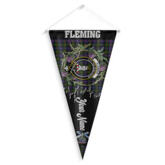 Clan Fleming Tartan Felt Pennant Crest And Plaid Basic Style