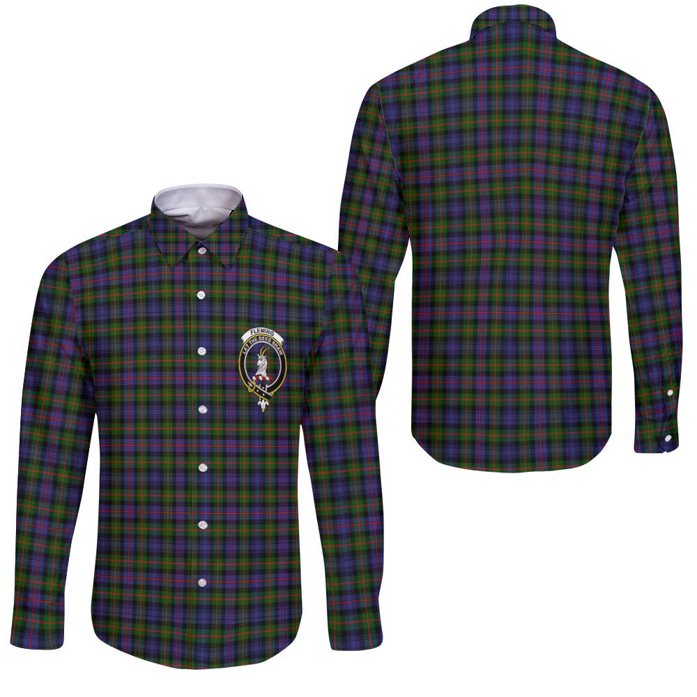 Clan Fleming Tartan Long Sleeve Button Shirt Crest And Plaid Basic Style