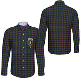 Clan Fleming Tartan Long Sleeve Button Shirt Crest And Plaid Basic Style