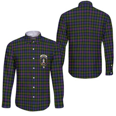 Clan Fleming Tartan Long Sleeve Button Shirt Crest And Plaid Basic Style