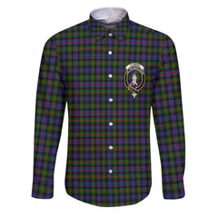 Clan Fleming Tartan Long Sleeve Button Shirt Crest And Plaid Basic Style