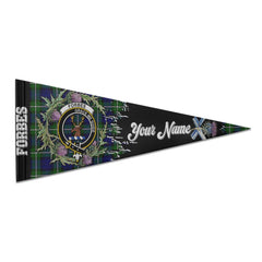 Clan Forbes Tartan Felt Pennant Crest And Plaid Basic Style