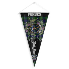 Clan Forbes Tartan Felt Pennant Crest And Plaid Basic Style
