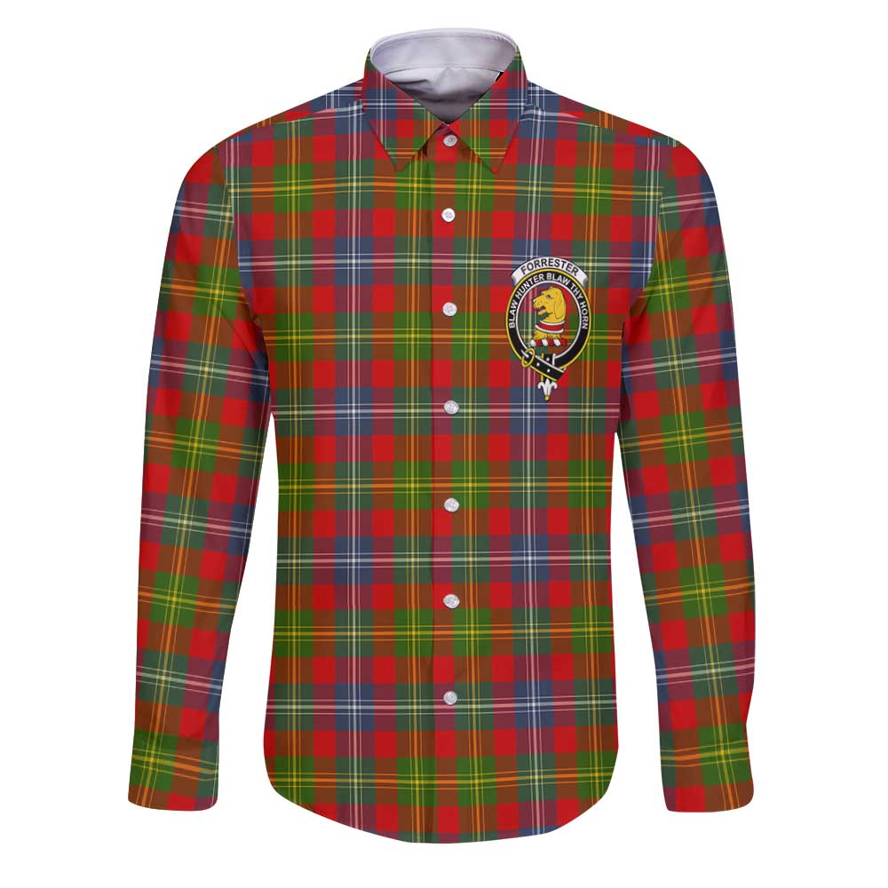 Clan Forrester Tartan Long Sleeve Button Shirt Crest And Plaid Basic Style