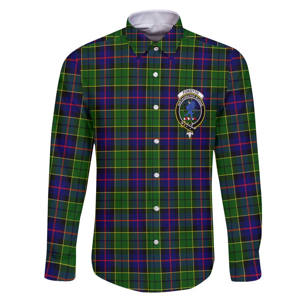 Clan Forsyth Tartan Long Sleeve Button Shirt Crest And Plaid Basic Style