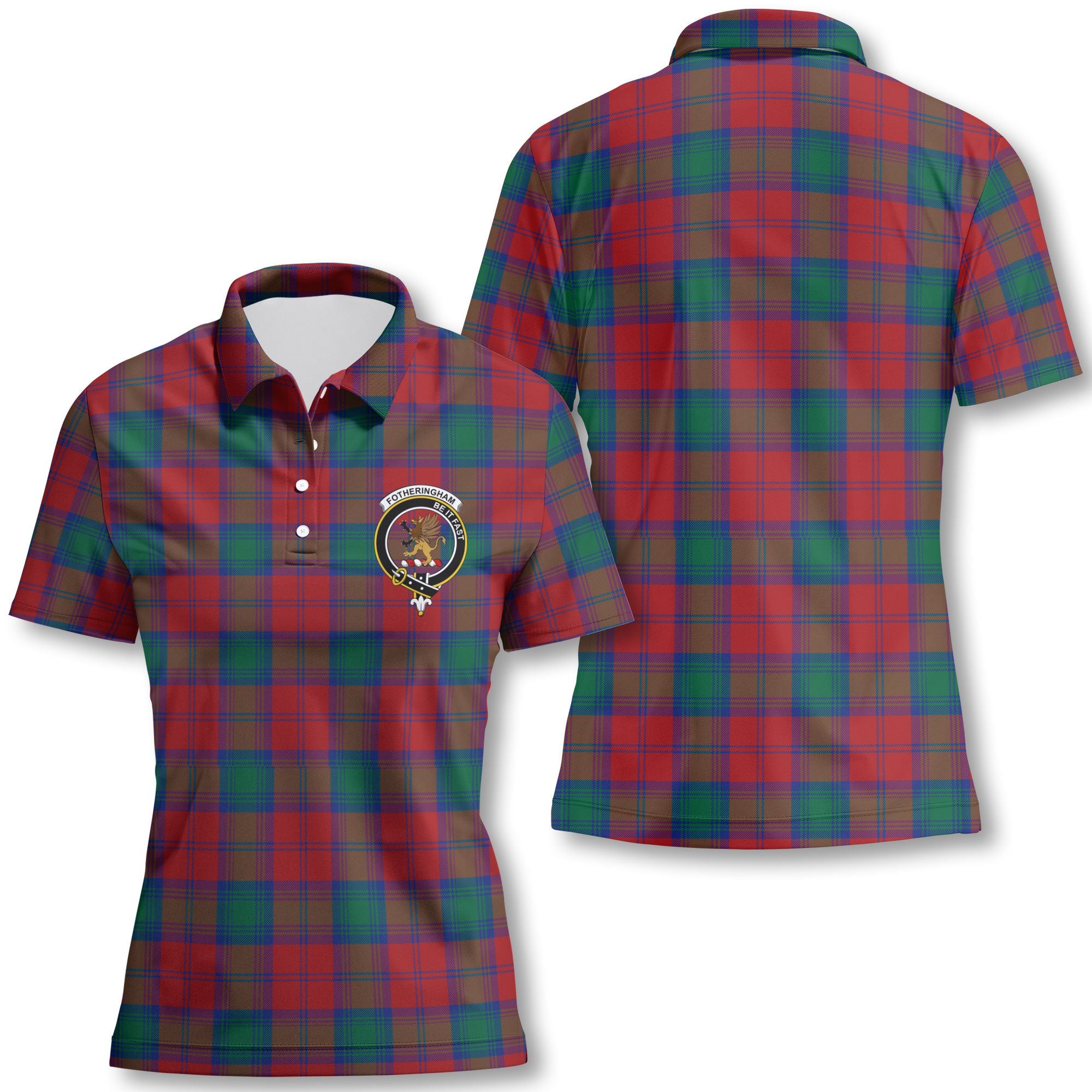 Clan Fotheringham Tartan Women Polo Shirt Crest And Plaid Basic Style
