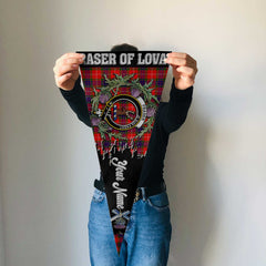 Clan Fraser Of Lovat Tartan Felt Pennant Crest And Plaid Basic Style