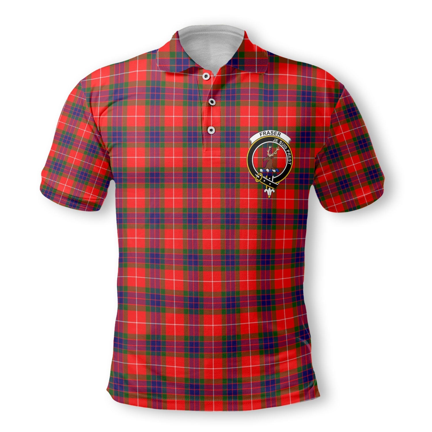 Clan Fraser Of Lovat Tartan Golf Men Polo Shirt Crest And Plaid Basic Style