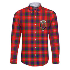 Clan Fraser Of Lovat Tartan Long Sleeve Button Shirt Crest And Plaid Basic Style