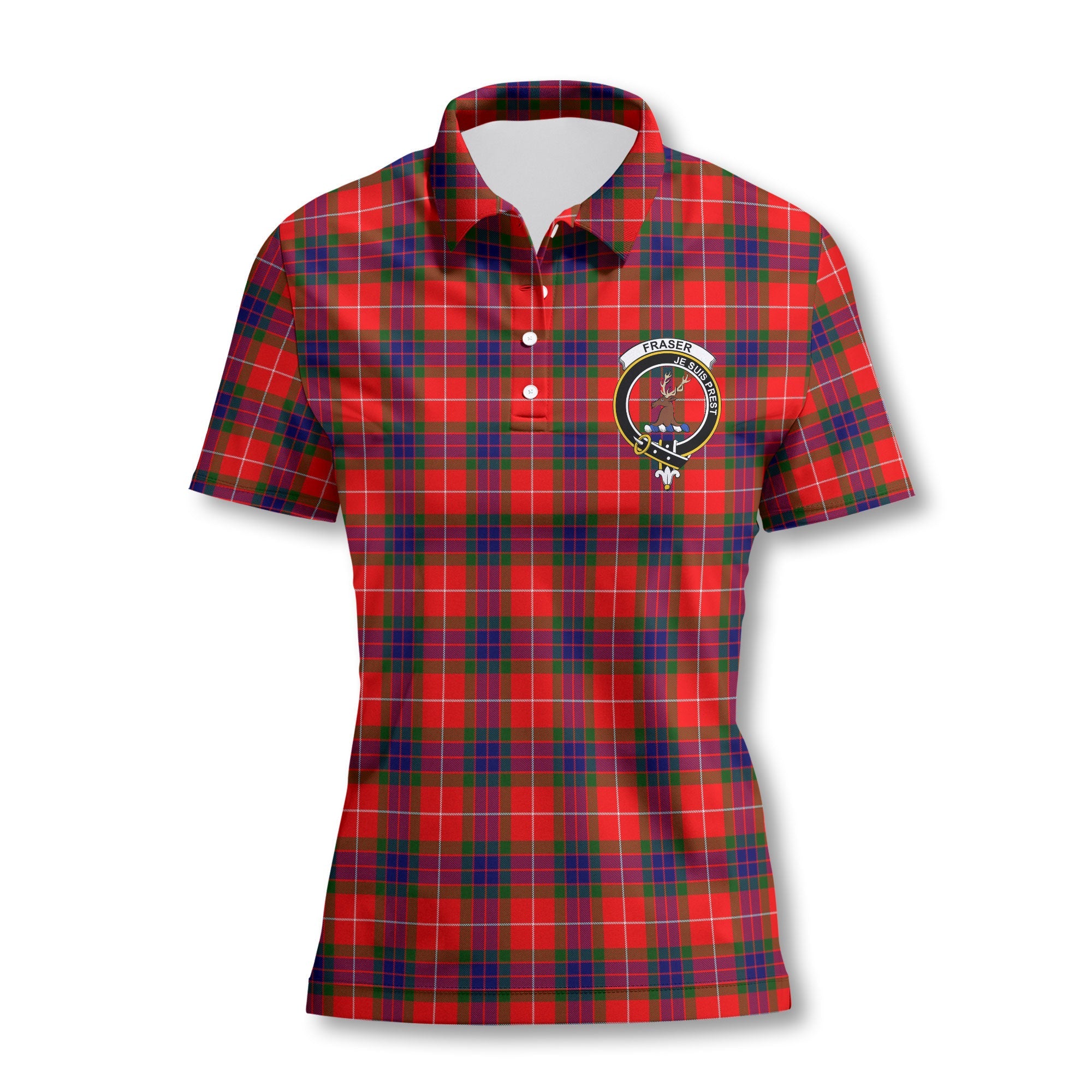 Clan Fraser Of Lovat Of Lovat Tartan Women Polo Shirt Crest And Plaid Basic Style
