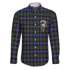 Clan Galbraith Tartan Long Sleeve Button Shirt Crest And Plaid Basic Style