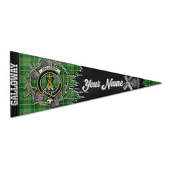 Clan Galloway Tartan Felt Pennant Crest And Plaid Basic Style