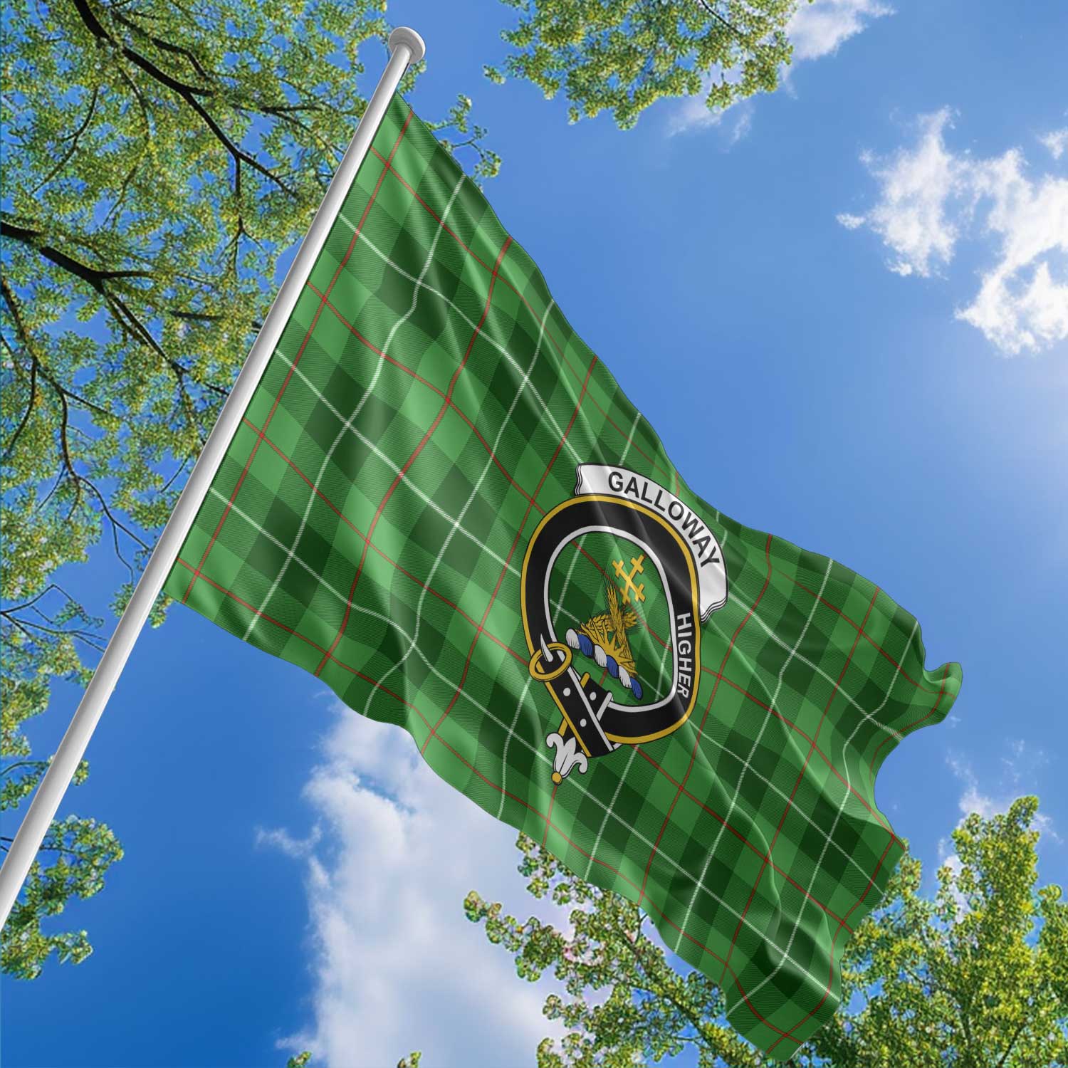 Clan Galloway Tartan Flag Crest And Plaid Basic Style