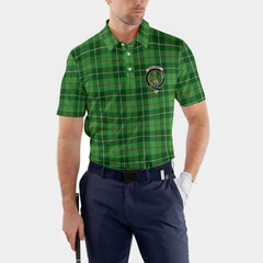 Clan Galloway Tartan Golf Men Polo Shirt Crest And Plaid Basic Style