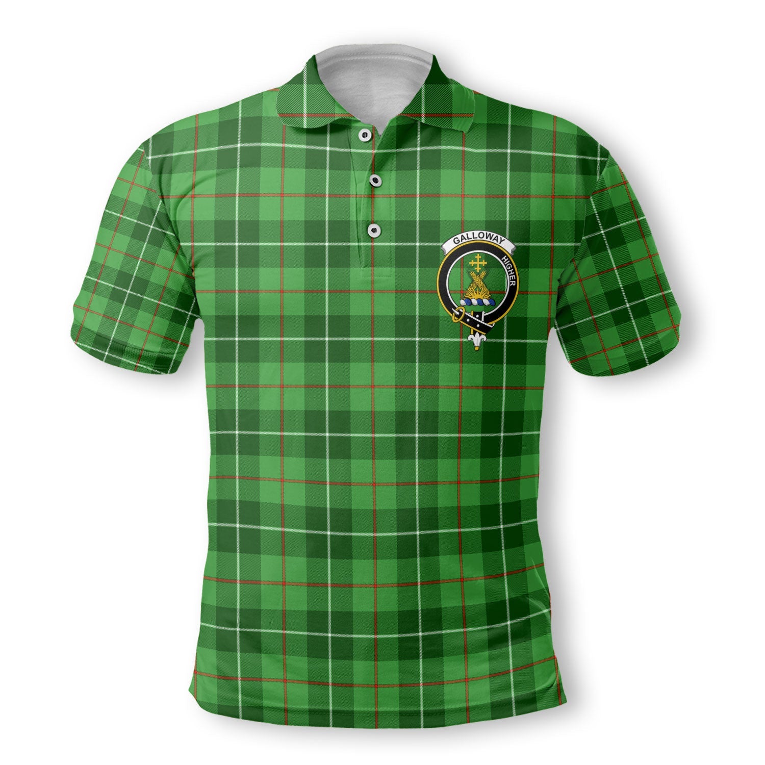 Clan Galloway Tartan Men Polo Shirt Crest And Plaid Basic Style