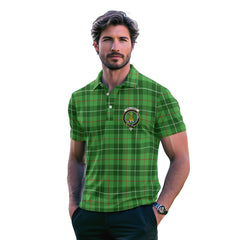 Clan Galloway Tartan Men Polo Shirt Crest And Plaid Basic Style