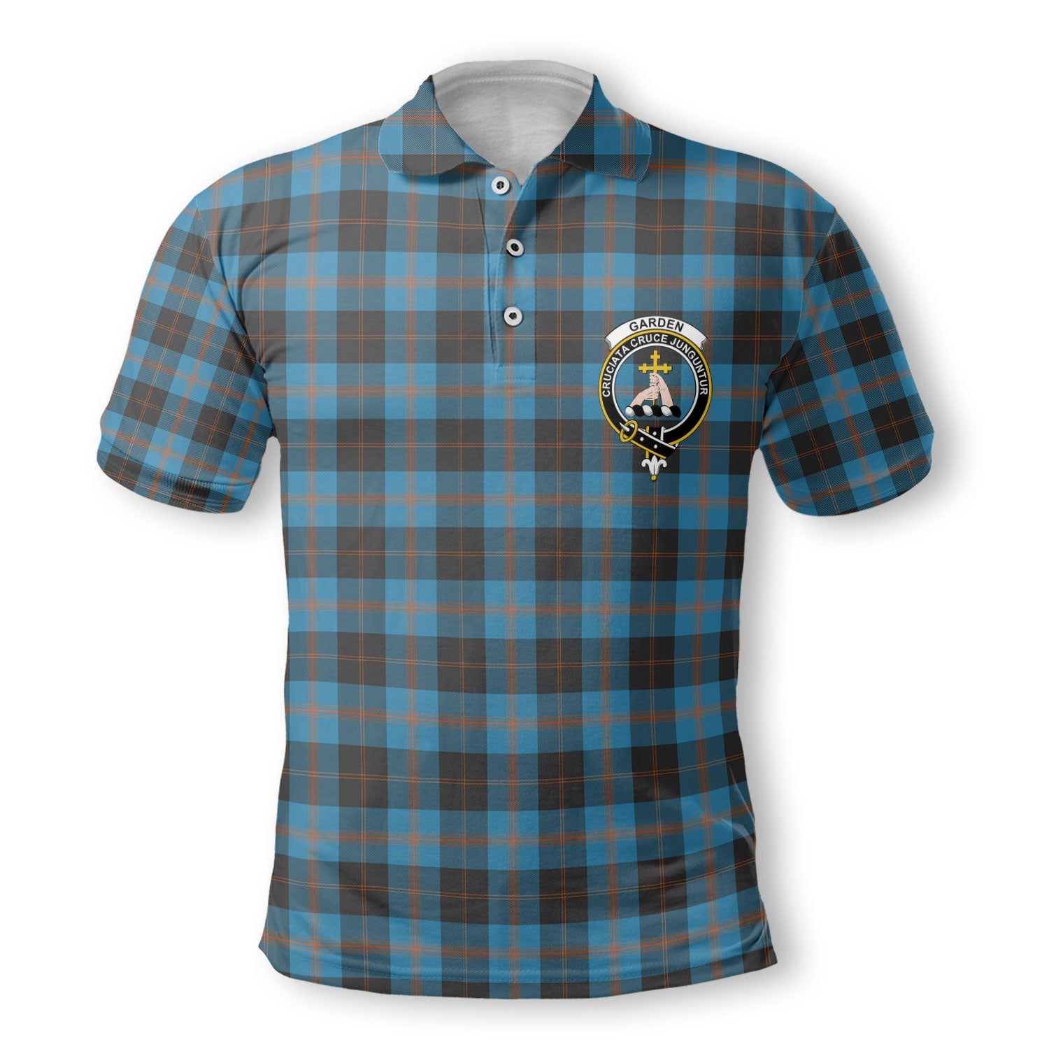 Clan Garden Tartan Men Polo Shirt Crest And Plaid Basic Style