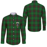 Clan Ged Tartan Long Sleeve Button Shirt Crest And Plaid Basic Style