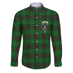 Clan Ged Tartan Long Sleeve Button Shirt Crest And Plaid Basic Style