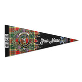 Clan Gibson Tartan Felt Pennant Crest And Plaid Basic Style