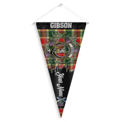 Clan Gibson Tartan Felt Pennant Crest And Plaid Basic Style