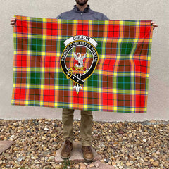 Clan Gibson Tartan Flag Crest And Plaid Basic Style