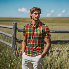 Clan Gibson Tartan Golf Men Polo Shirt Crest And Plaid Basic Style