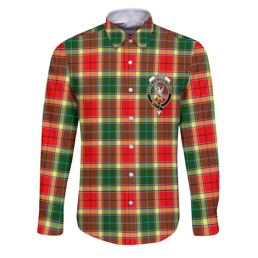 Clan Gibson Tartan Long Sleeve Button Shirt Crest And Plaid Basic Style