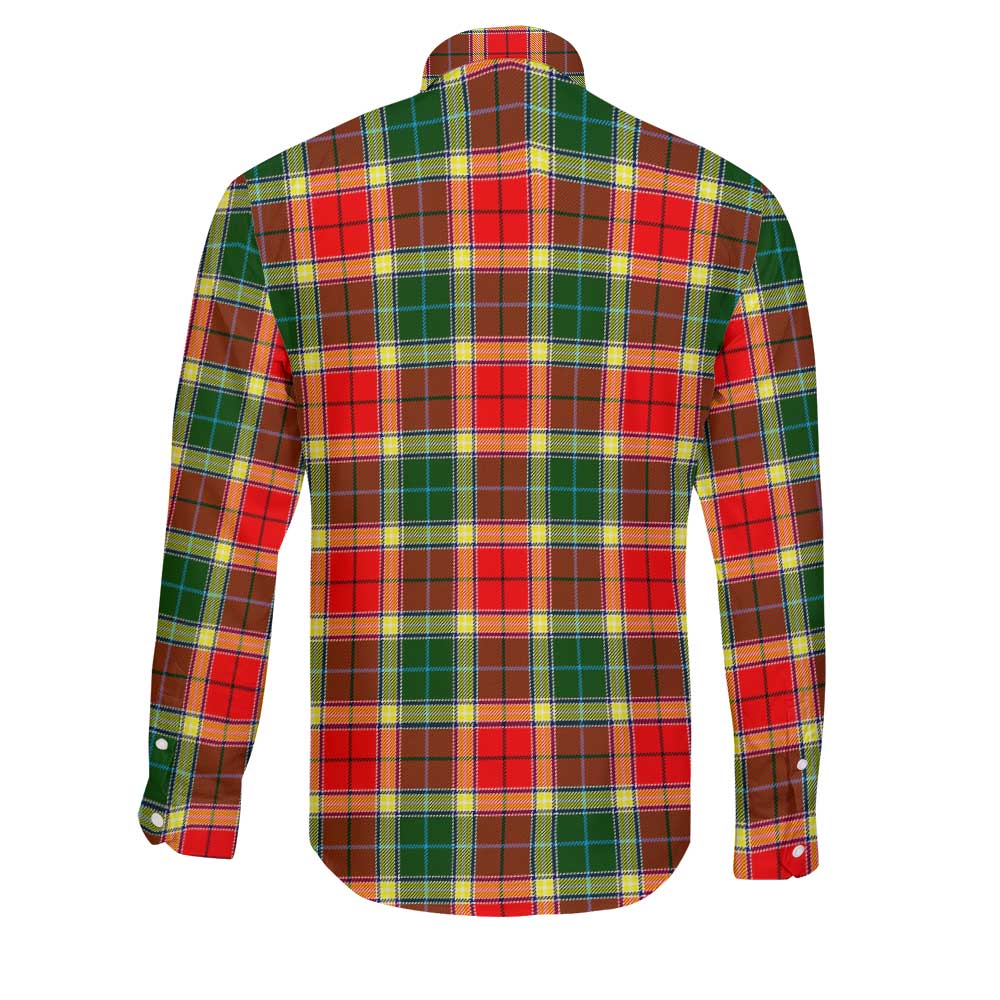 Clan Gibson Tartan Long Sleeve Button Shirt Crest And Plaid Basic Style