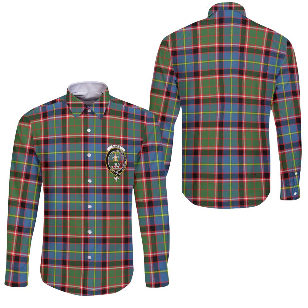 Clan Glass Tartan Long Sleeve Button Shirt Crest And Plaid Basic Style