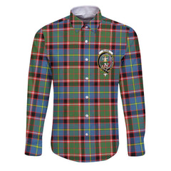 Clan Glass Tartan Long Sleeve Button Shirt Crest And Plaid Basic Style