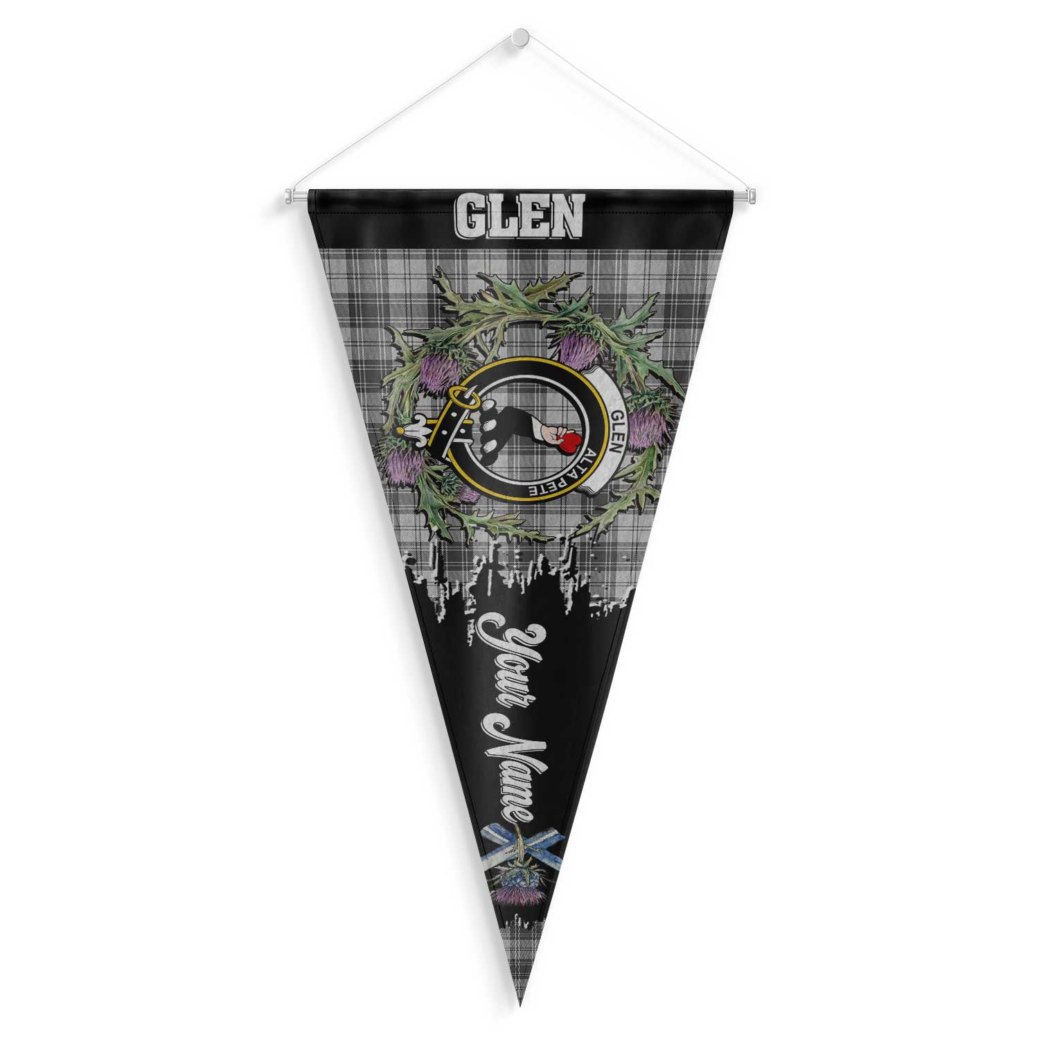Clan Glen Tartan Felt Pennant Crest And Plaid Basic Style