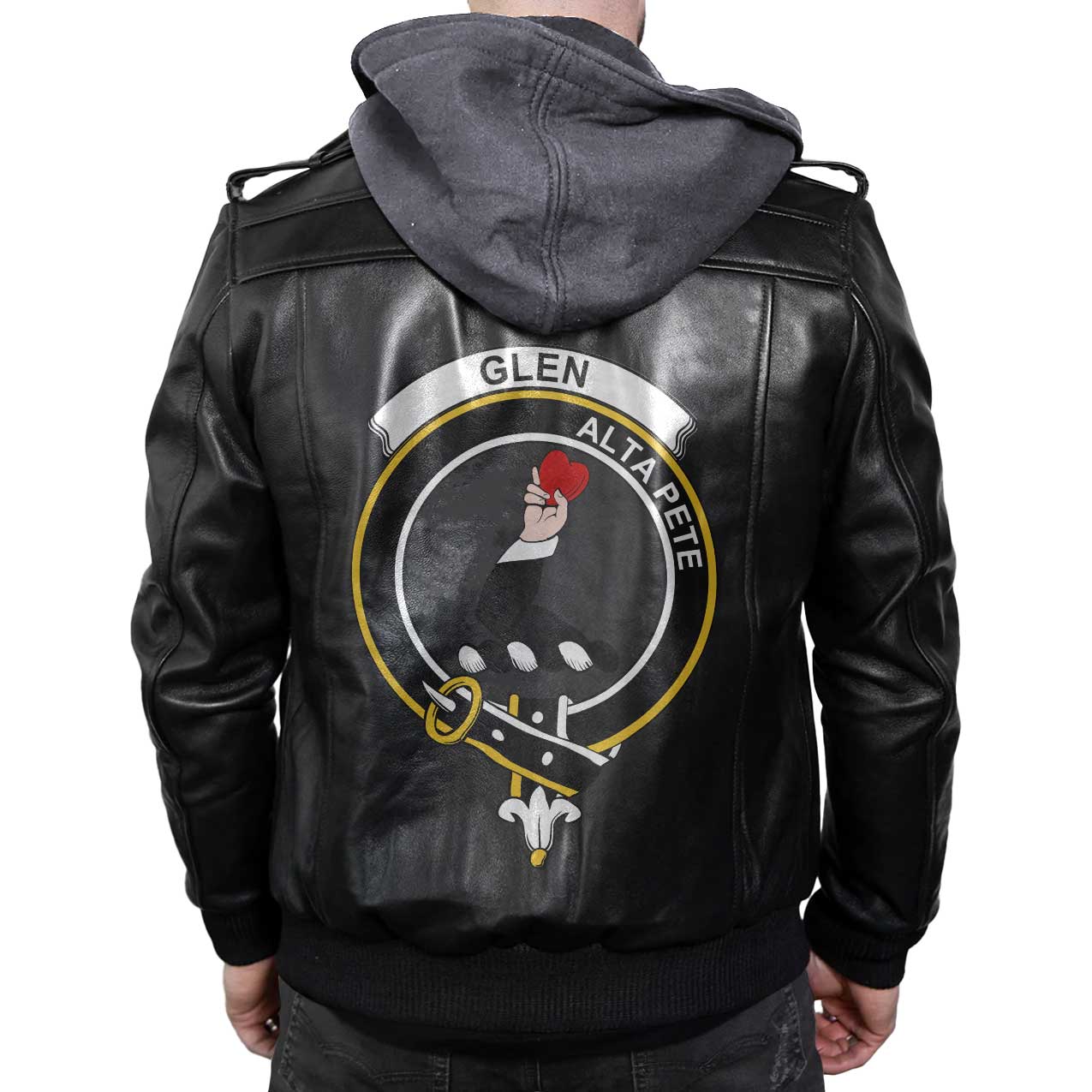 Clan Glen Tartan Zip Leather Jacket Crest And Plaid Basic Style