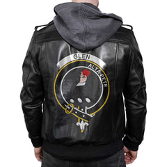 Clan Glen Tartan Zip Leather Jacket Crest And Plaid Basic Style