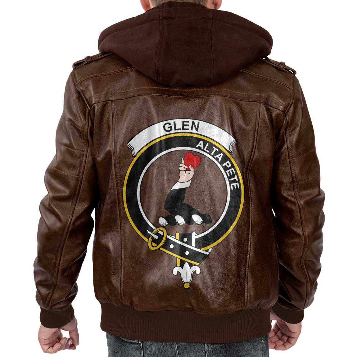 Clan Glen Tartan Zip Leather Jacket Crest And Plaid Basic Style