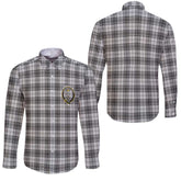 Clan Glendinning Tartan Long Sleeve Button Shirt Crest And Plaid Basic Style