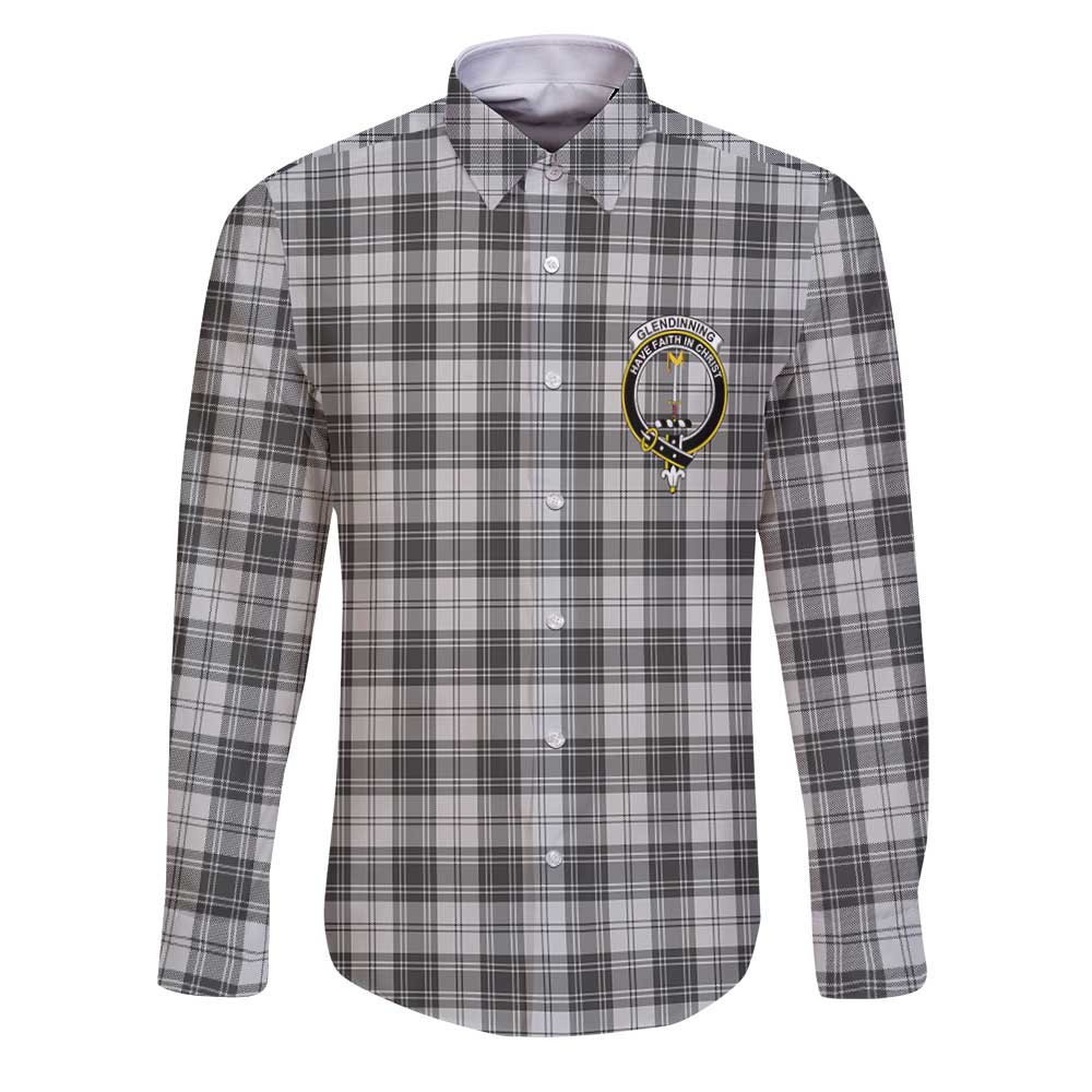 Clan Glendinning Tartan Long Sleeve Button Shirt Crest And Plaid Basic Style