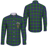 Clan Gordon Tartan Long Sleeve Button Shirt Crest And Plaid Basic Style