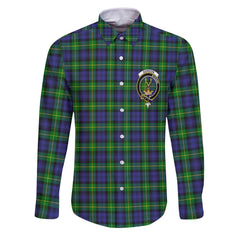 Clan Gordon Tartan Long Sleeve Button Shirt Crest And Plaid Basic Style