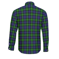 Clan Gordon Tartan Long Sleeve Button Shirt Crest And Plaid Basic Style