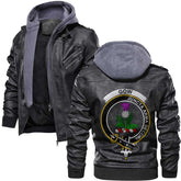 Clan Gow Of Skeoch Tartan Zip Leather Jacket Crest And Plaid Basic Style