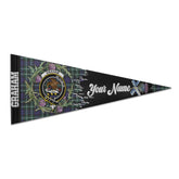 Clan Graham Tartan Felt Pennant Crest And Plaid Basic Style