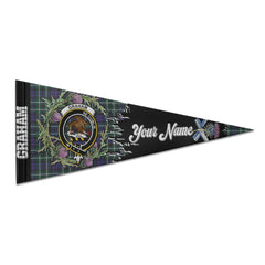 Clan Graham Tartan Felt Pennant Crest And Plaid Basic Style
